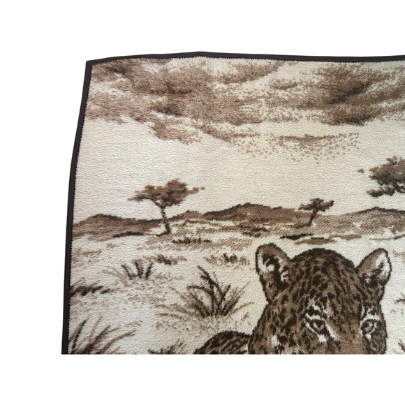 Vintage Ibena Relax Dolan Leopard Blanket Reversible Brown West Germany Rare - Picture 3 of 13